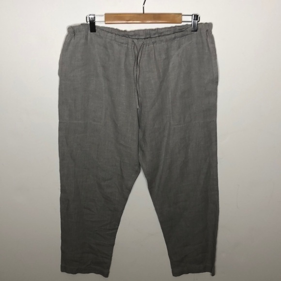 Artemesia Linen Crop Pants Grey L - Picture 1 of 5